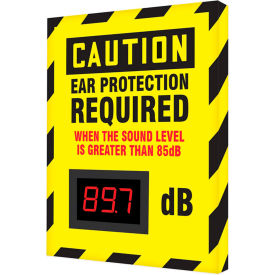 Decibel Meter Sign, Caution Ear Protection Required, 12" x 10" x 1"