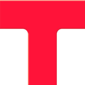 Tough-Mark Heavy-Duty Floor Marking Shape, 6"x6" T-Corner, Red