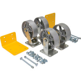 6" x 2" Semi-Steel Caster Kit for Hopper - 4800 Lb. Cap.