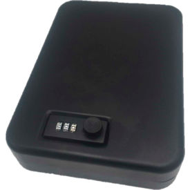 Compact Portable Security Box Safe Combo Lock 7"W x 10"D x 2"H Black