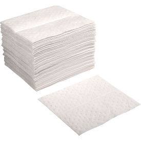 Hydrocarbon Based Oil Sorbent Pad, Medium Weight, 15" x 18", White, 100/Pack