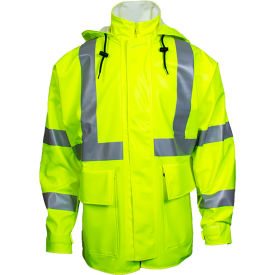 Flame Resistant Hi-Vis Rain Jacket, ANSI Class 3, Type R, Yellow, 3XL