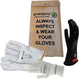 ArcGuard Class 0 ArcGuard Rubber Voltage Glove Premium Kit, Black, Size 10