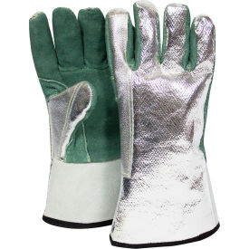 Aluminized Leather Glove, OPF Back, Aluminized/Green