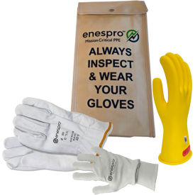 Class 0 Rubber Voltage Glove Premium Kit, Yellow, Size 10