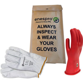 Class 0 Rubber Voltage Glove Kit, Yellow, Size 10