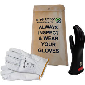 Class 0 Rubber Voltage Glove Kit, Black, Size 11
