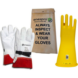 ArcGuard Class 2 Rubber Voltage Glove Kit, Yellow, Size 10