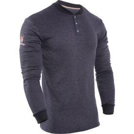 Flame Resistant Long Sleeve Henley Navy 3XL, Navy, C541NNBBSLS3XL
