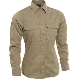 Women's Flame Resistant Work Shirt, 2XL, Tan