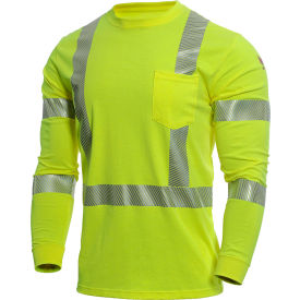 StrongKnit Hi-Vis Long Sleeve FR T-Shirt, Type R, Class 3, XL-T, Yellow
