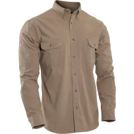 Flame Resistant Utility Shirt, S, Tan, DF2-324LS-KH-SM