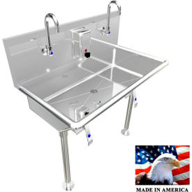 Stainless Steel Sink, 2 User w/Knee Valve Operated Faucets 36"L X 20"W X 8"D