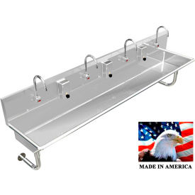 Stainless Steel Sink, 4 User w/Electronic Faucets, Round Tube Mounted 84" L X 20" W X 8" D
