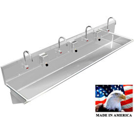 Stainless Steel Sink, 4 User w/Electronic Faucets, Wall Brackets 80" L X 20" W X 8" D