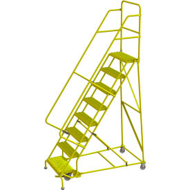 24"W 8 Step Steel Rolling Ladder, 10"D Top Step