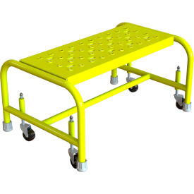 1 Step Mobile Steel Step Stool with 24" Perforated Tread - Yellow
