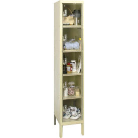 5-Tier 5 Door Clear View Locker, 12"W x 12"D x 66"H, Tan, Unassembled