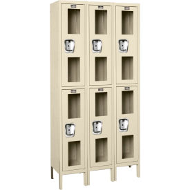 2-Tier 6 Door Clear View Locker, 36"W x 18"D x 78"H, Tan, Unassembled