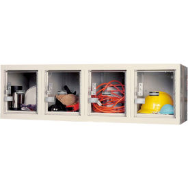 1-Tier 4 Door Clear View Wall Locker, 48"Wx18"Dx14-3/4"H, Tan, Unassembled