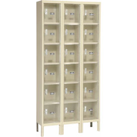 6-Tier 18 Door Clear View Locker, 36"W x 12"D x 78"H, Tan, Unassembled