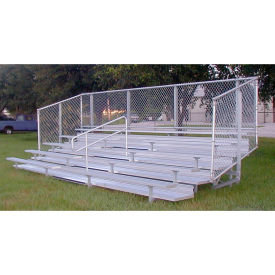 5 Row GTG Aluminum Bleacher with Mid-Aisle & Guardrail, 33' Long, Double Footboard
