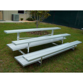 3 Row Aluminum Bleacher, 12' Long, Double Footboard