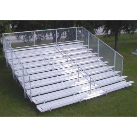 10 Row Aluminum Bleacher with Mid-Aisle & Guardrail, 21' Long, Double Footboard