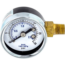 1.5" Utility Pressure Gauge, Dry Filled, 0/30 PSI Range, Right Mount