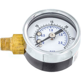 1.5" Utility Pressure Gauge, Dry Filled, 0/30 PSI Range, Left Mount