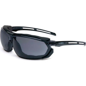 Uvex Tirade S4041 Safety Glasses, Gloss Black Frame, Gray Lens, Anti-Fog