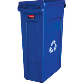 Slim Jim Vented Recycling Can, 23 Gallon, Blue