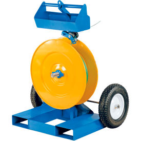 Strapping Cart with Fork Pockets, 26-7/16"L x 38"W x 48-15/16"H, Blue & Yellow