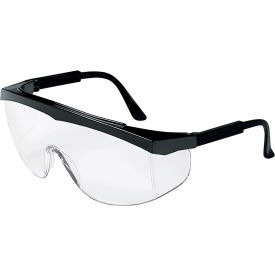 Safety Glasses, Black Frame, Clear Lens.
