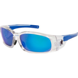 Swagger® SR148B Safety Glasses, Clear Frame, Black TPR Temples, Blue Lens