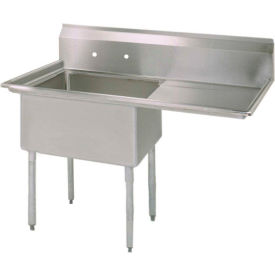 1 Compartment Sink, Stainless Steel, 24"L x 24"W x 14"D Bowl, 24" Right Drainboard