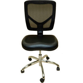 Dental Lab Chair with Vinyl Seat and Mesh Backrest, Black