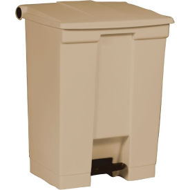 Fire Safe Step On Plastic Container, 18 Gallon, Beige