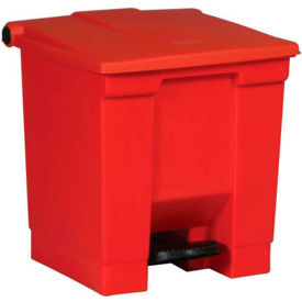 Fire Safe Step On Plastic Container, 8 Gallon, Red