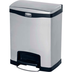 Slim Jim Stainless Steel Step On Container, Front Step- 8 Gal, Black