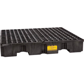 4 Drum Low Profile Spill Containment Pallet - Black with Drain