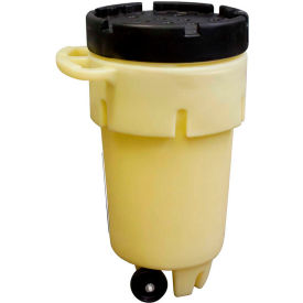 1159-YE Wheeled Poly-SpillPack Drum - 50 Gallon Capacity Yellow with Black Easy-Off Lid