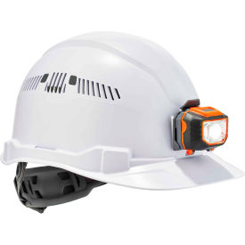 Skullerz 8972LED Hard Hat Cap Style, Ratchet Susp, Vented, LED Light, Class C, White