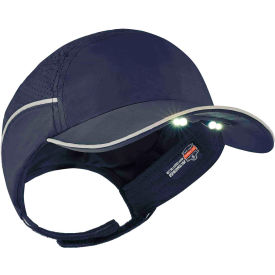 Lightweight Bump Cap with LED Lighting, Long Brim, Navy