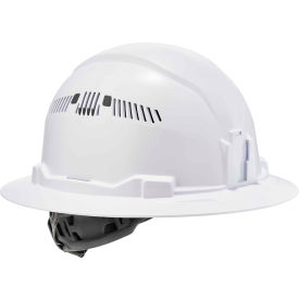 Skullerz 8973 Hard Hat, Full Brim, Vented, Ratchet Suspension, Class C, White