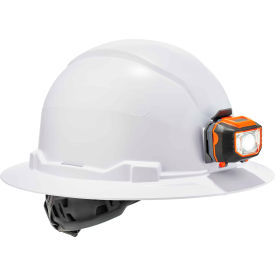 Skullerz 8971LED Hard Hat, Full Brim, Ratchet Suspension, LED Light, Class E, White