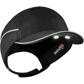 Skullerz 8965 Lightweight Bump Cap, LED Lighting, Short Brim, Black