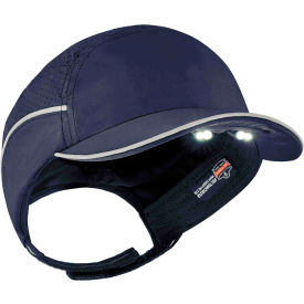 Skullerz 8965 Lightweight Bump Cap, LED Lighting, Short Brim, Navy