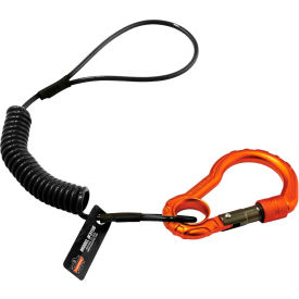3156 Coil Tool Lanyard w/ Single Carabiner, Black, 2lbs
