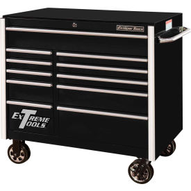 Professional 41-1/2" x 25"D x 40-1/2"H 11 Drawer Black Roller Cabinet